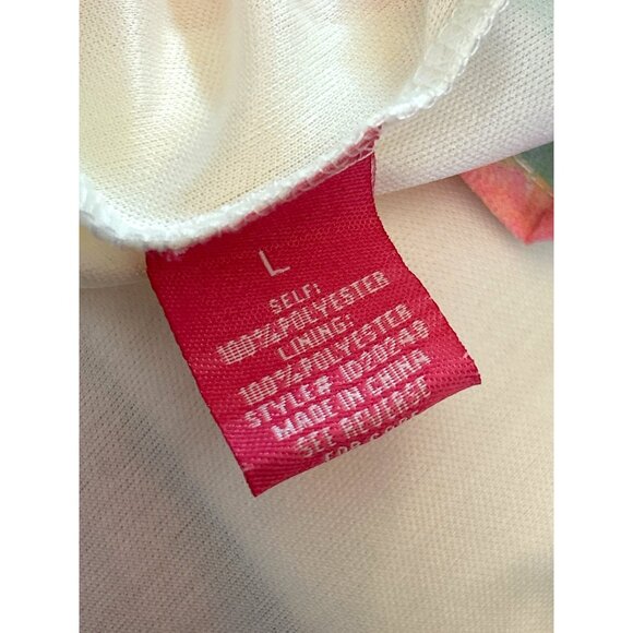 Flying Tomato Colorful Abstract Midi Dress Sweetheart Neckline Pleat Skirt Sz L - Picture 6 of 7